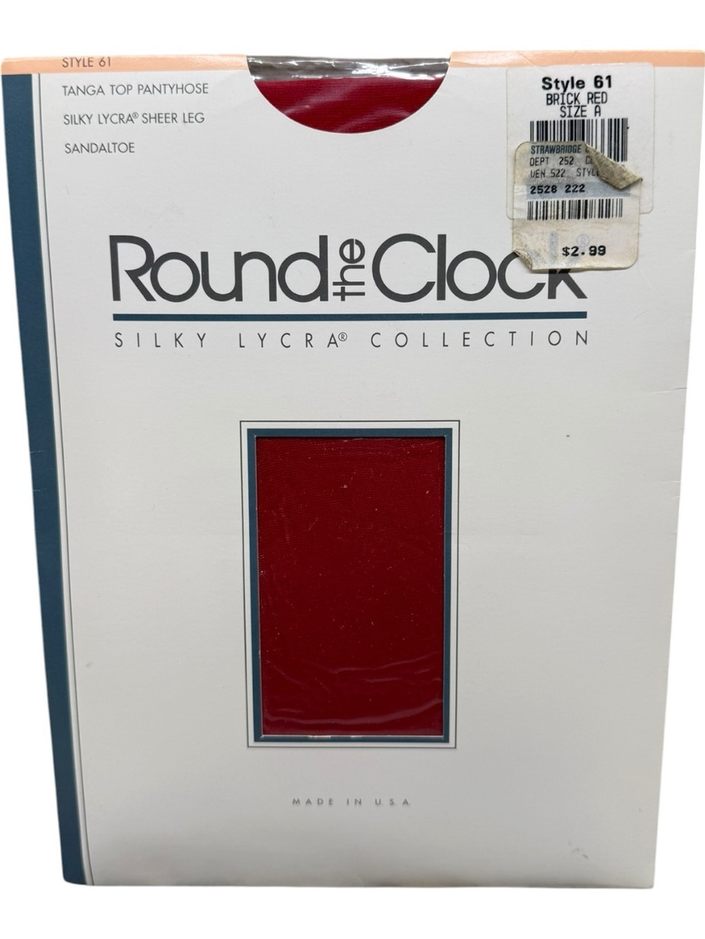Vintage Round the Clock Tanga Panty Top Pantyhose Silky Sheer Brick Red Size A